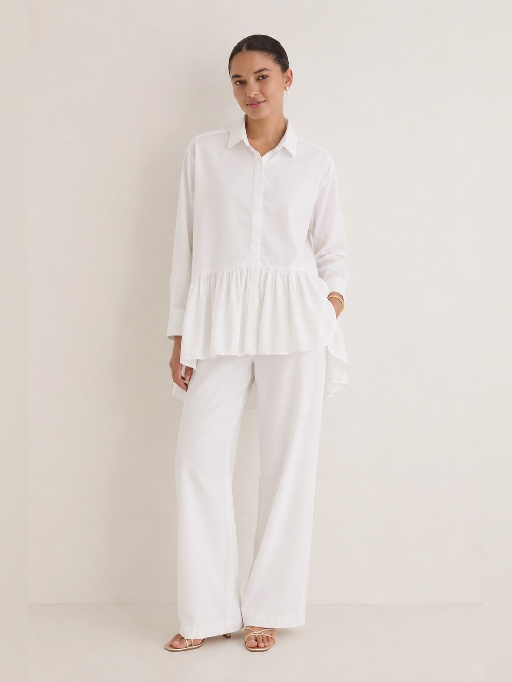 Tuckernuck White Button-Down Peplum Shirt